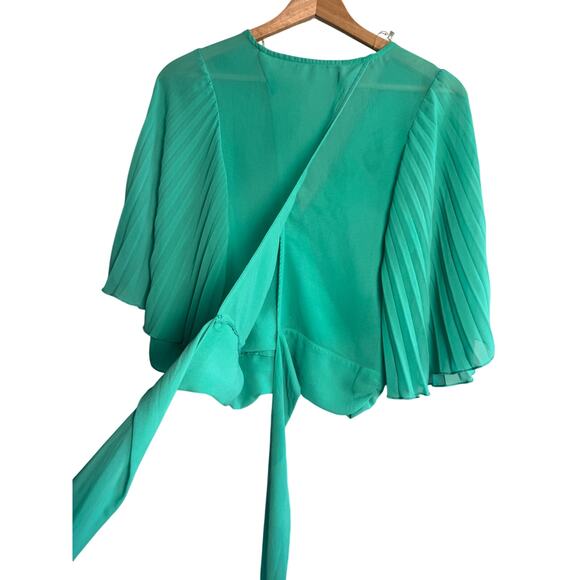 Haute Monde Green Tie Back Blouse Top Size M - Picture 4 of 6
